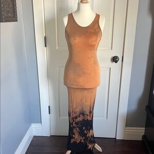 Tie-Dye Maxi Dress - Orange and Black